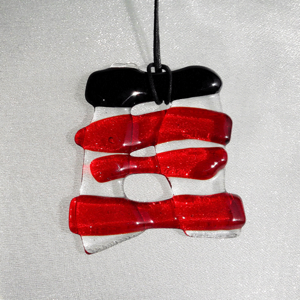 Immagine di gioiello in vetro di Murano, pendente in vetro rosso e nero